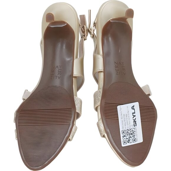 Naturalizer Womens Taimi Mid Heel Slingback Dress Sandals, Gold Glitter, 7M US - Picture 6 of 6